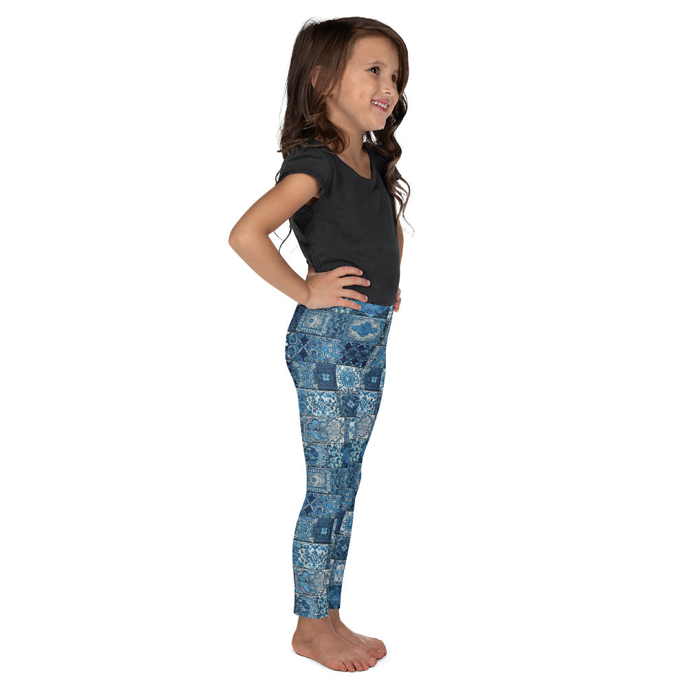 Blue Patchwork - Kid's Leggings
