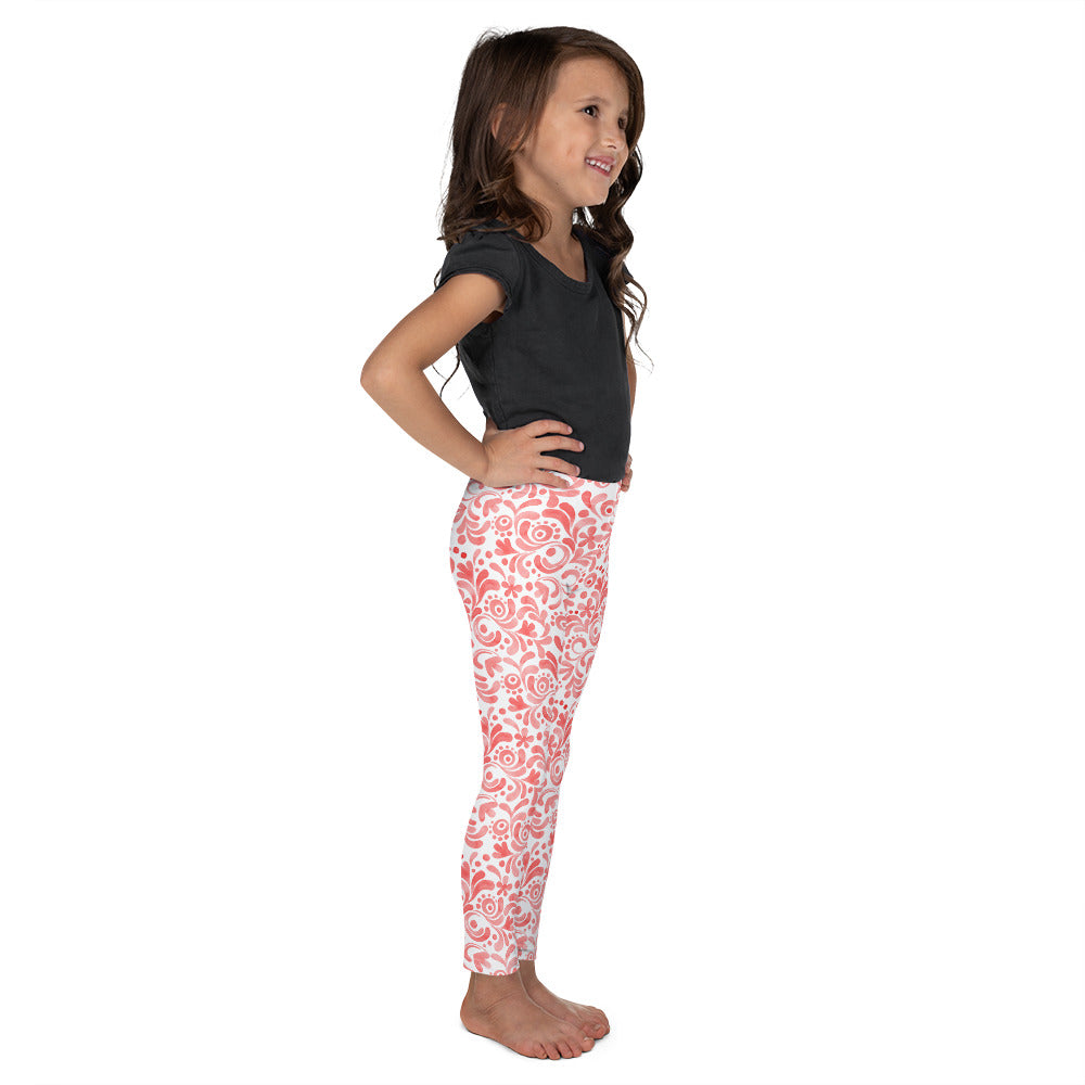 Red Watercolor Swirls - Kid's Leggings