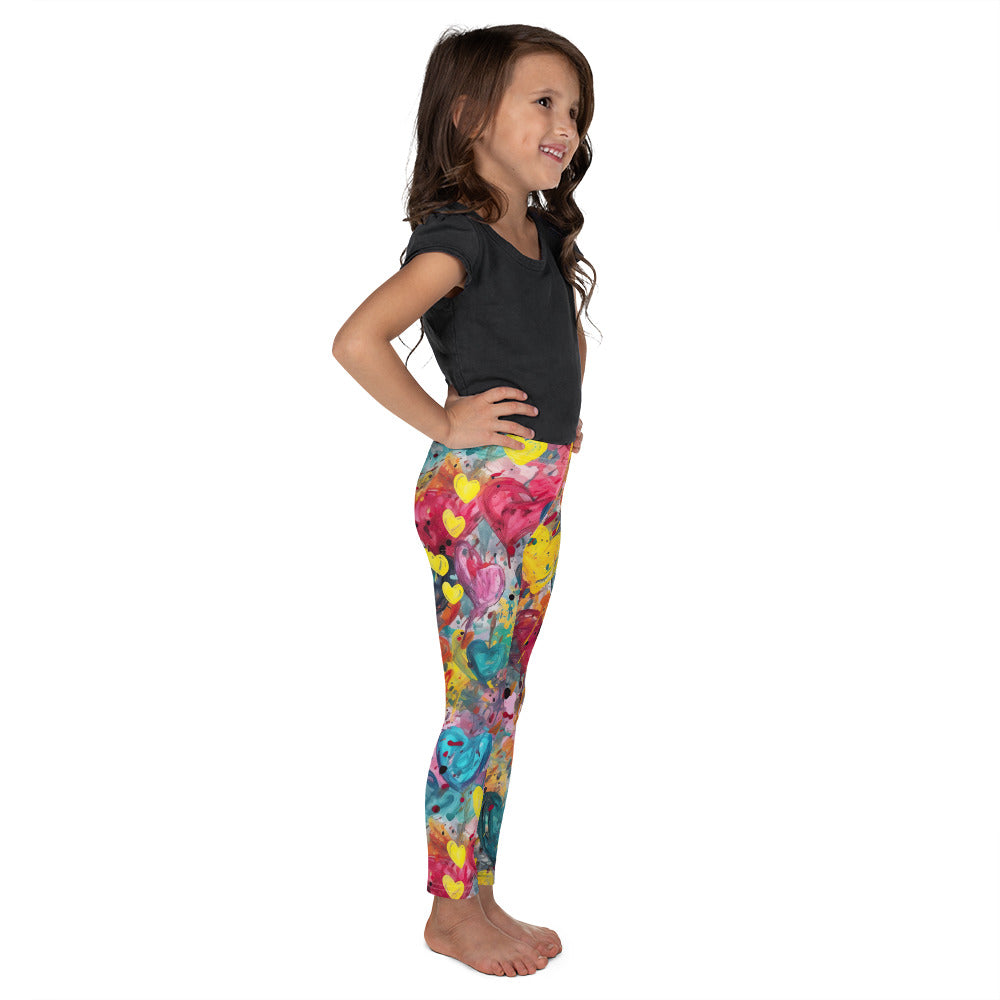 Multicolor Painted Hearts - Kid's Leggings
