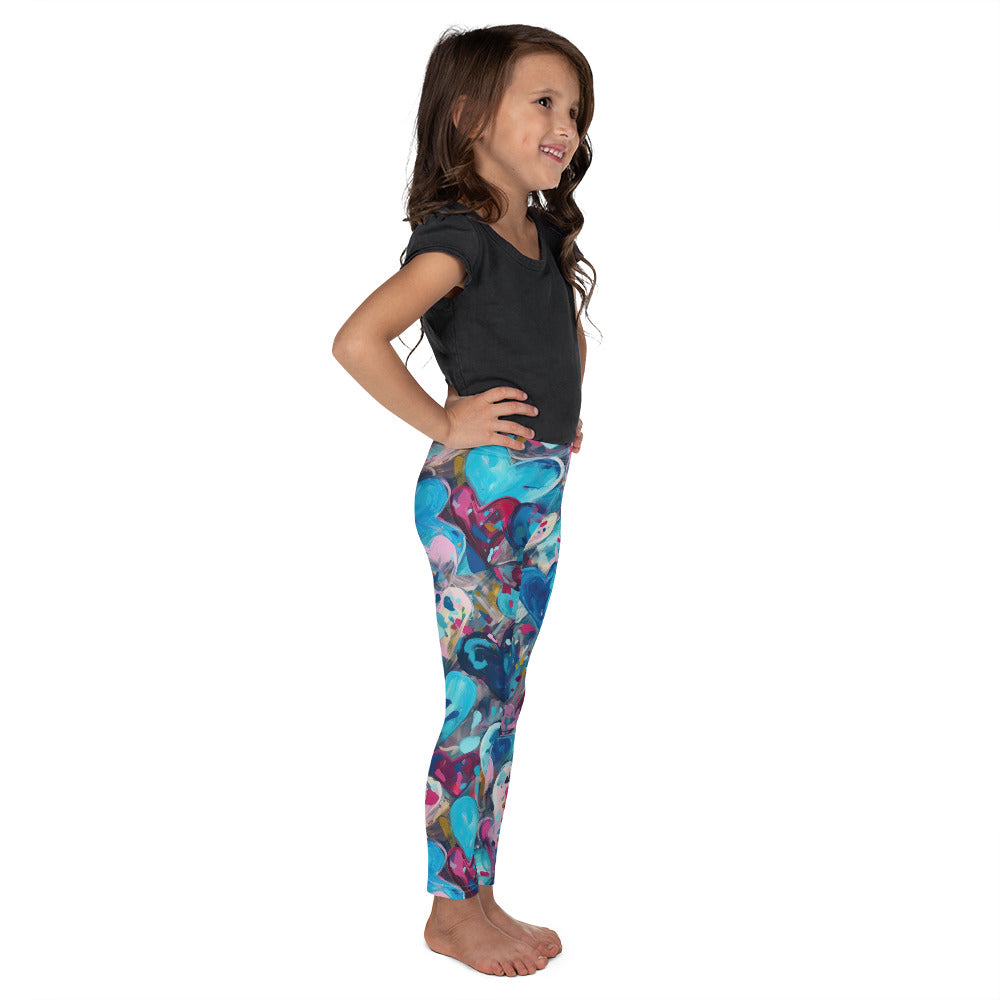 Blue Painted Hearts - Kid's Leggings