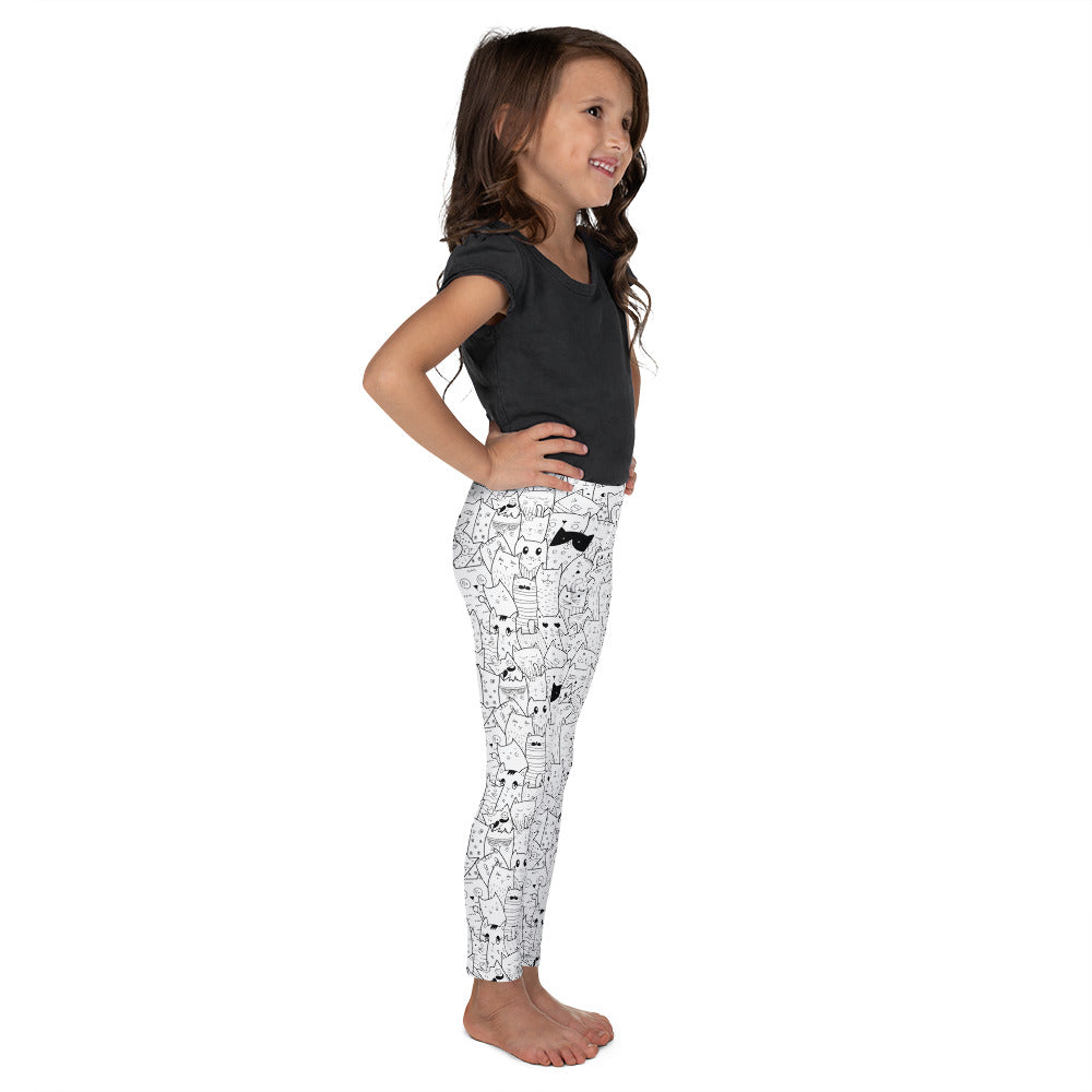 Hand Drawn Kittens and Cats - Kid's Leggings