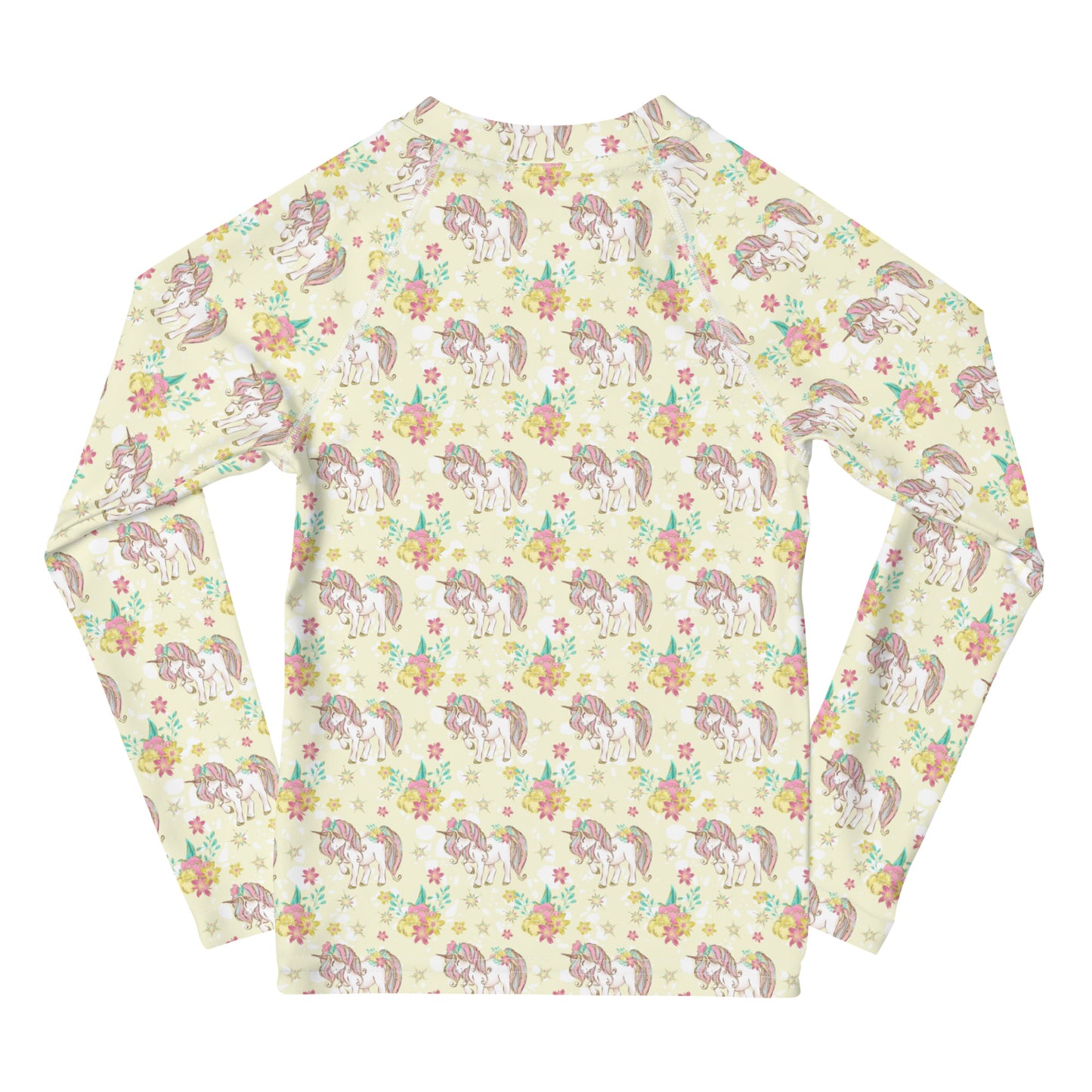 Yellow Unicorn Pattern - Kids Rash Guard