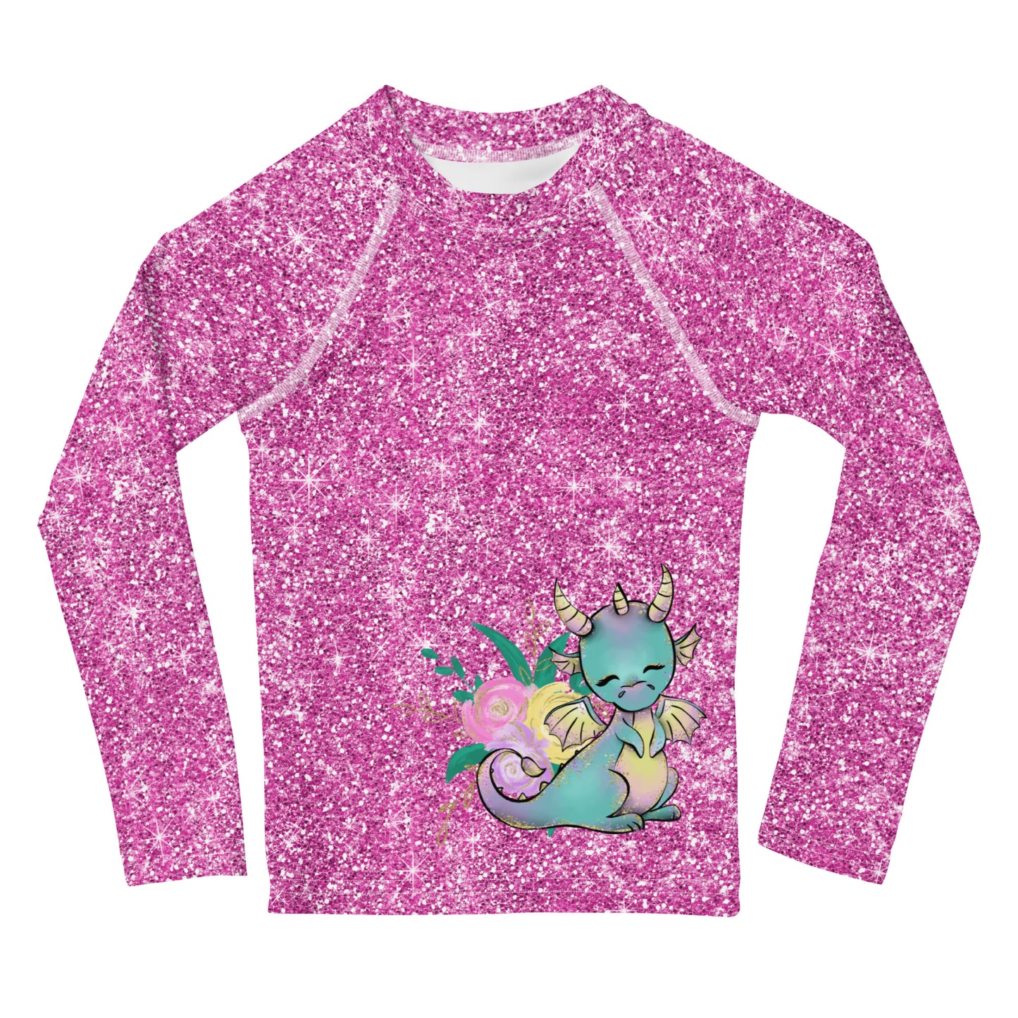 Cute Dragon - Pink - Kids Rash Guard