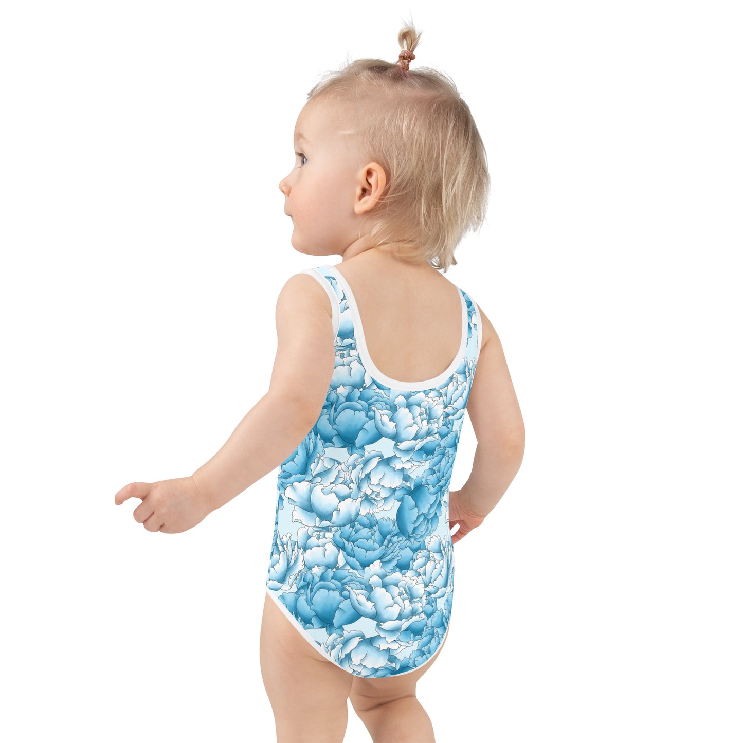 Diagonal Blue Flowers - Kids Swimsuit