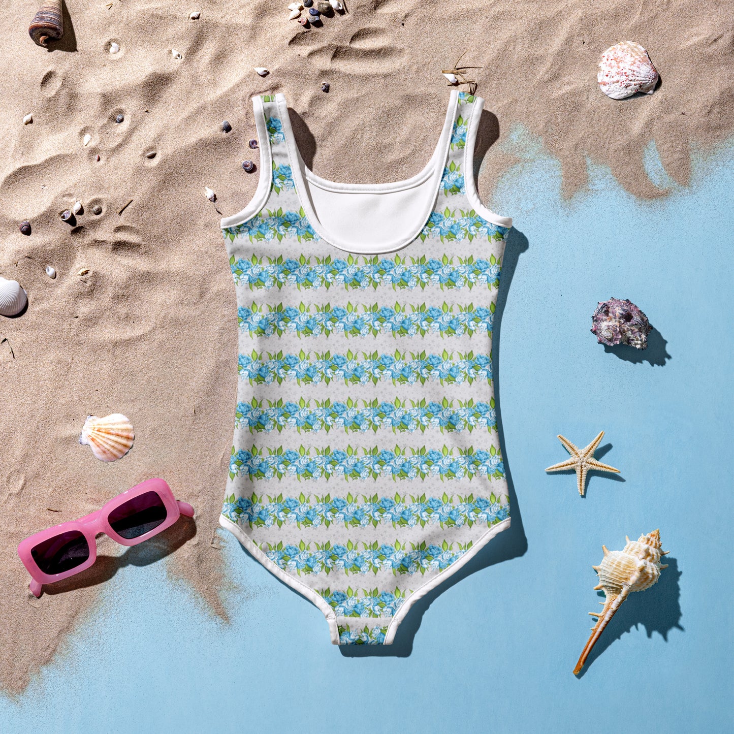 Rows of Blue Flowers - Kids Swimsuit