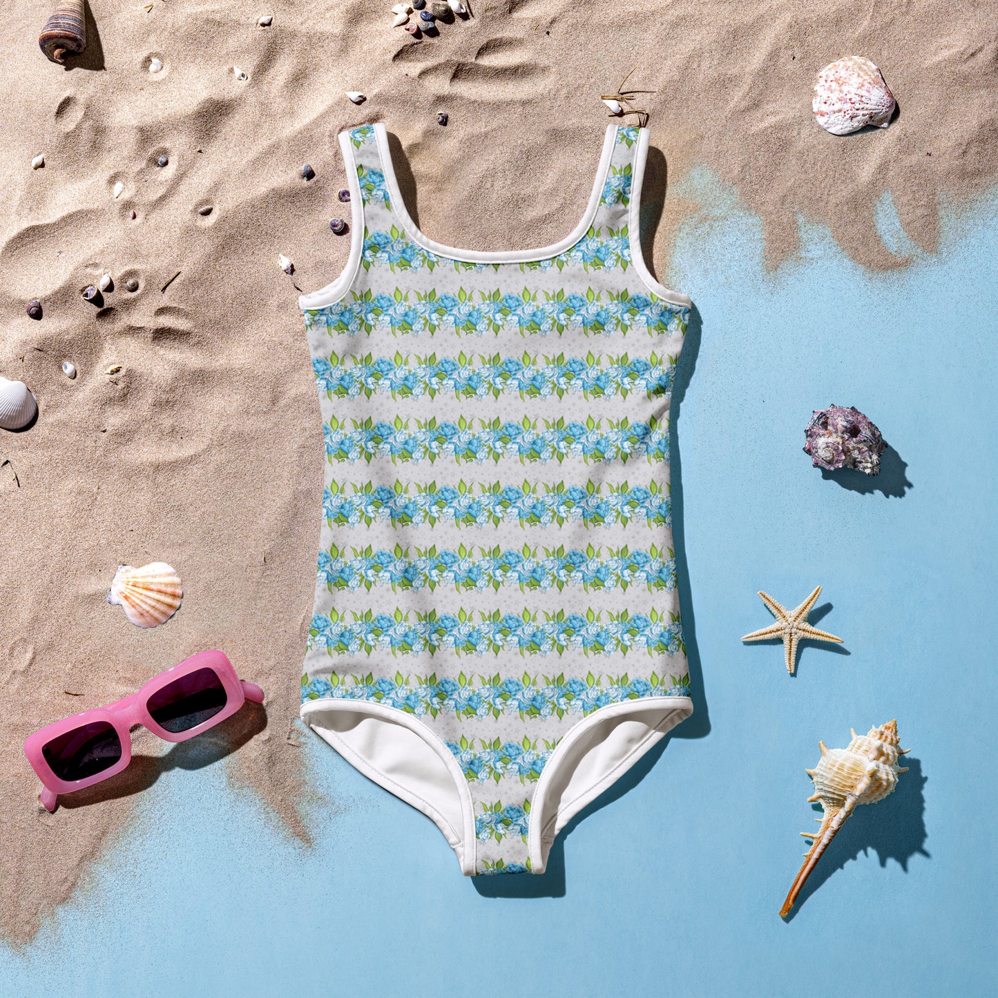 Rows of Blue Flowers - Kids Swimsuit