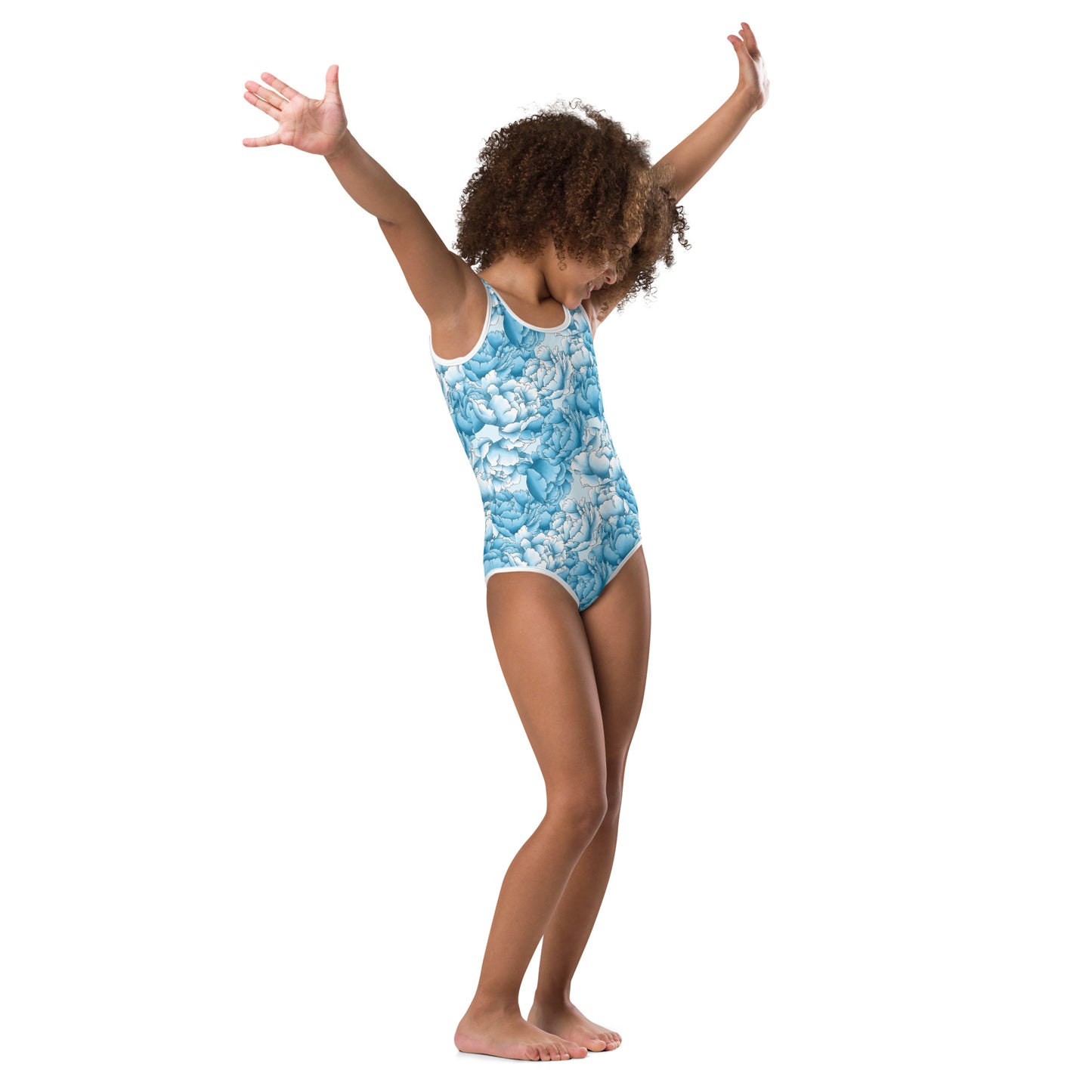 Diagonal Blue Flowers - Kids Swimsuit