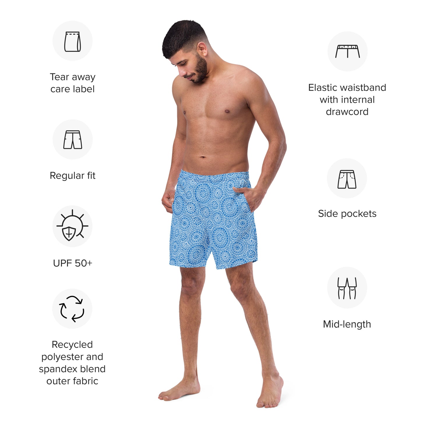 Blue Circles - Swim Trunks