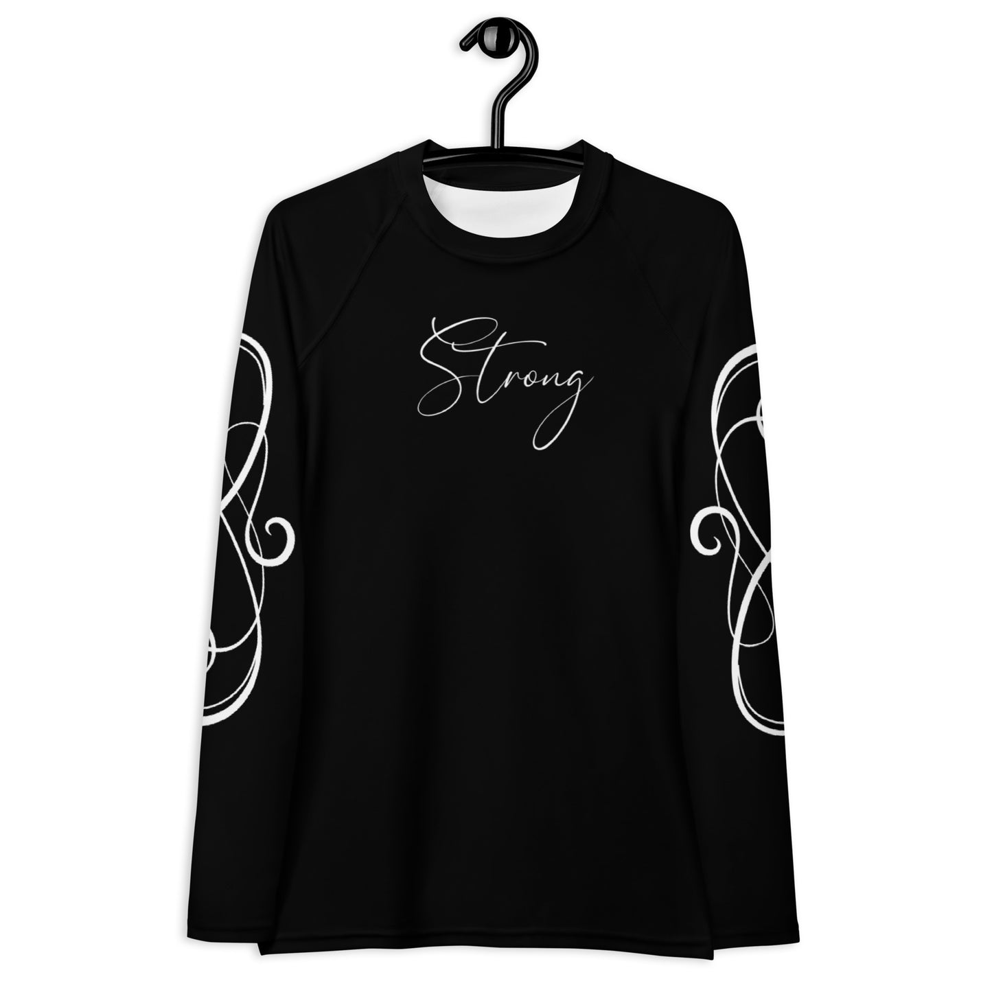 Watercolor Wings and Heart - Strong - Black - Women's Rash Guard