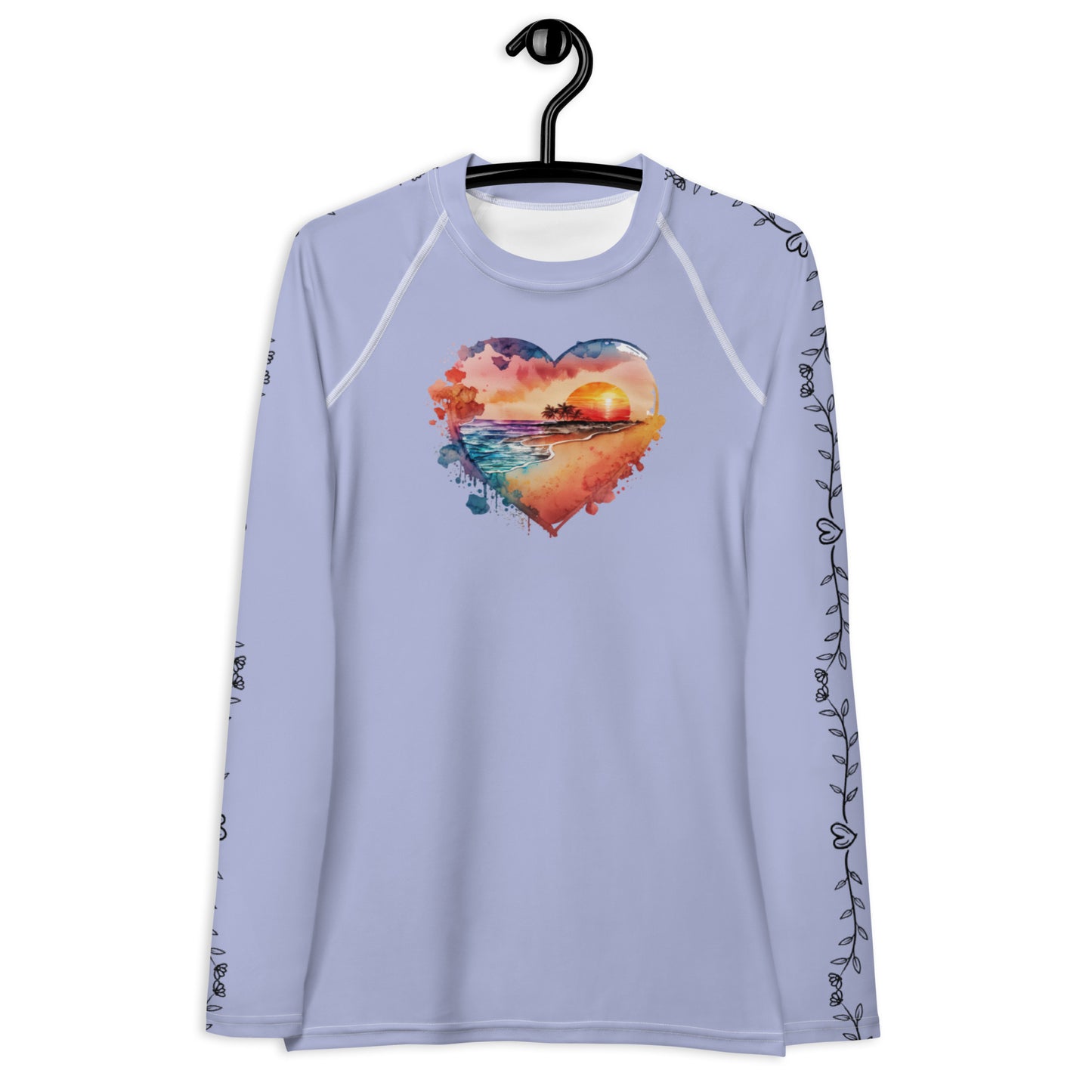 Sunset Heart - Heart Vines - Light Purple - Women's Rash Guard