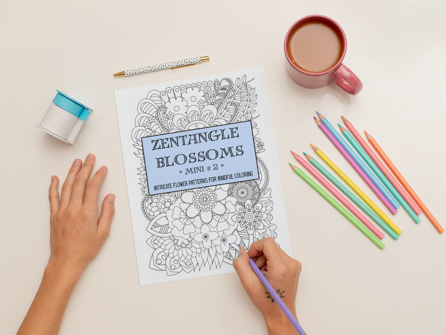 Zentangle Blossoms - Mini 2 - Intricate Flower Patterns for Mindful Coloring - Digital Download