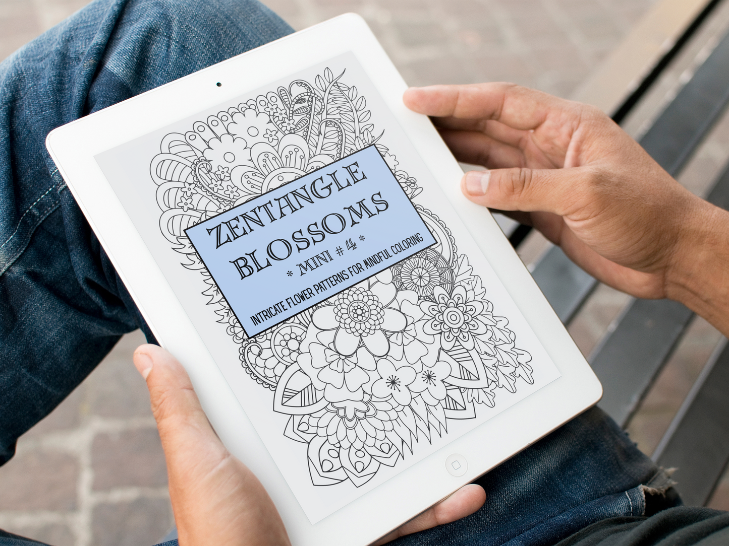 Zentangle Blossoms - Mini 4 - Intricate Flower Patterns for Mindful Coloring - Digital Download