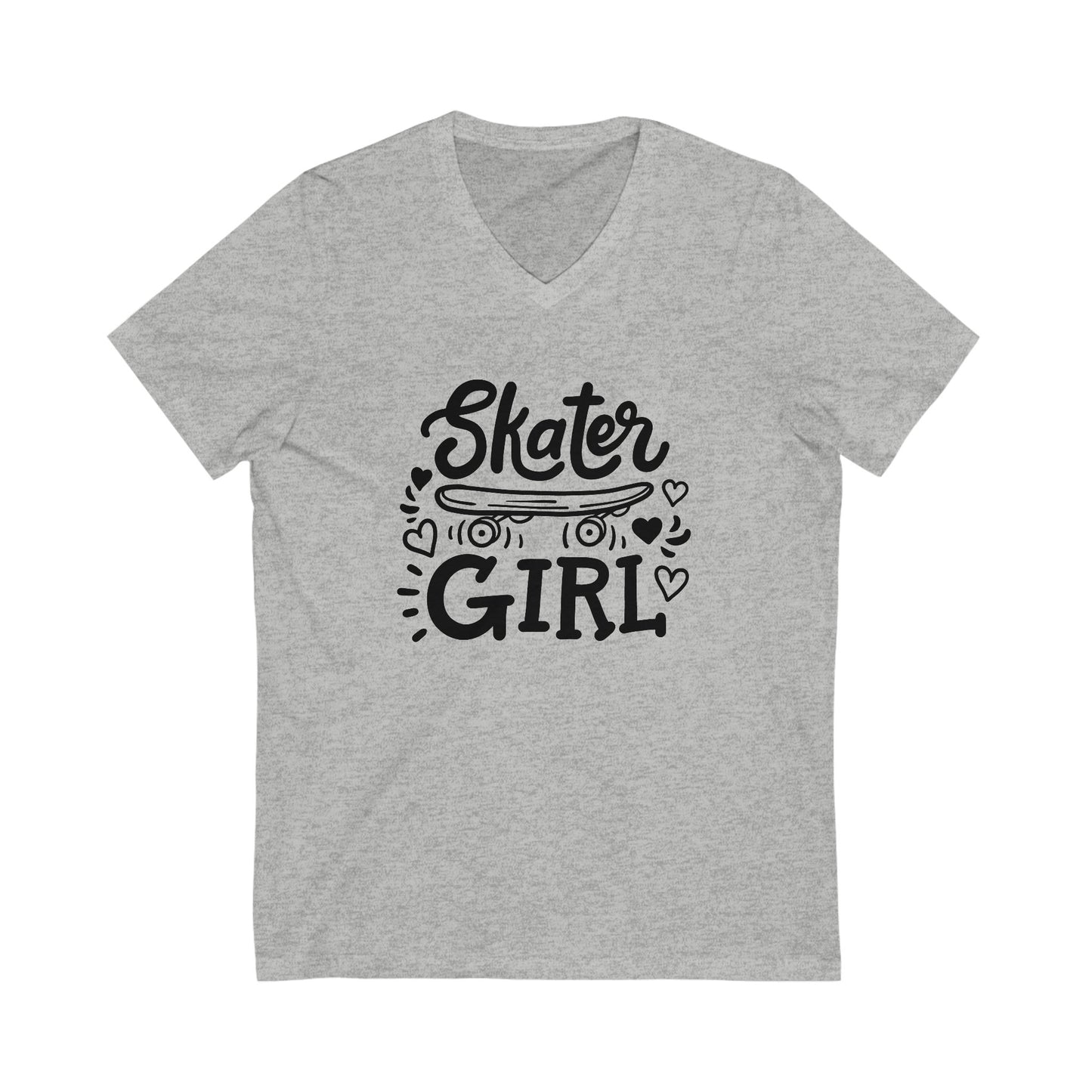 Unisex Jersey Short Sleeve V-Neck Tee - Skater Girl