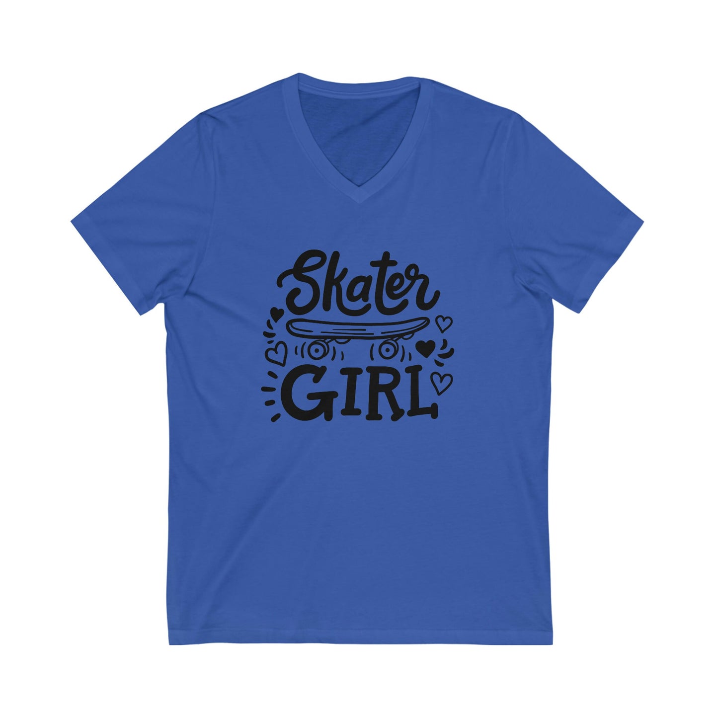 Unisex Jersey Short Sleeve V-Neck Tee - Skater Girl