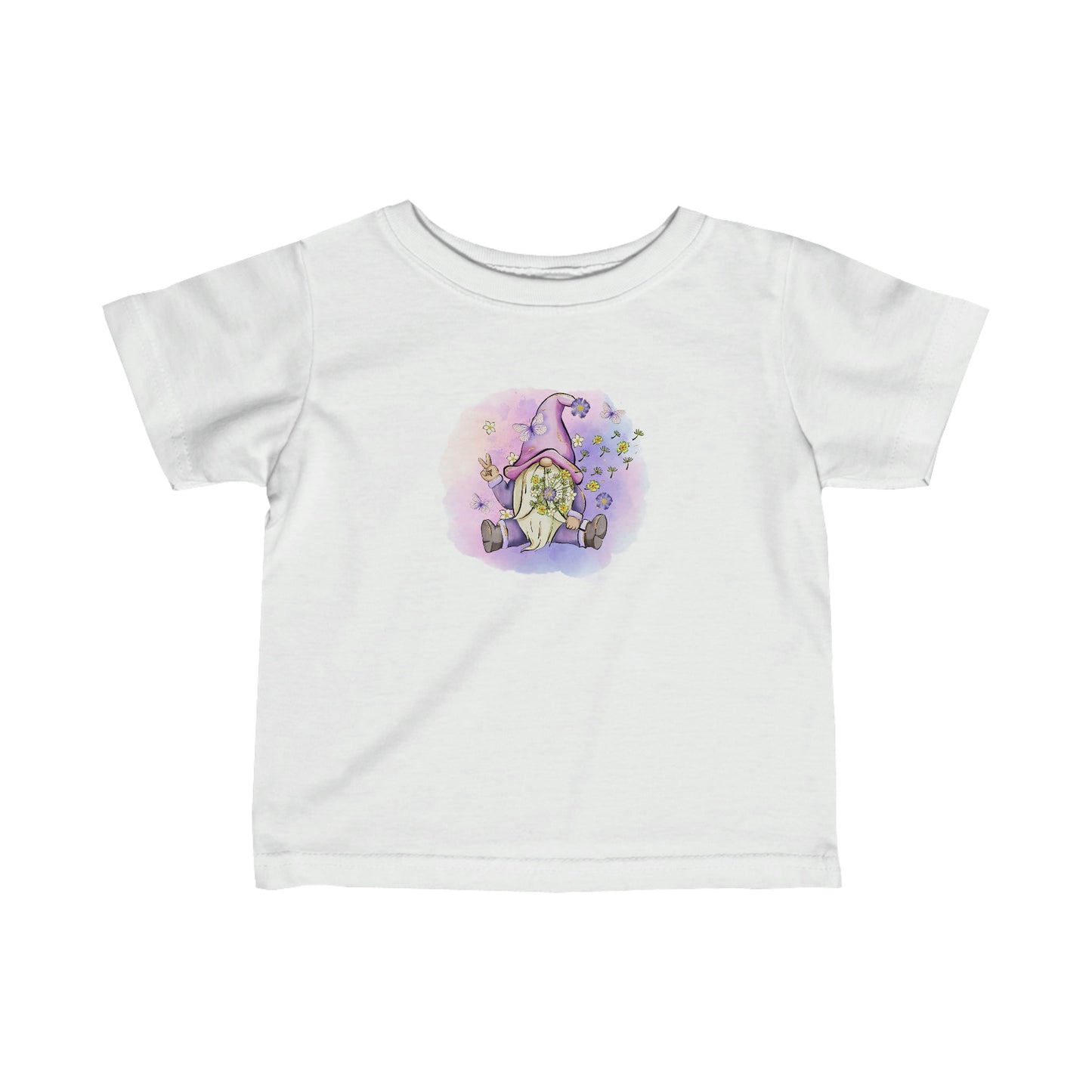 Purple Peace Gnome with Flowers and Butterflies - Infant Fine Jersey Tee