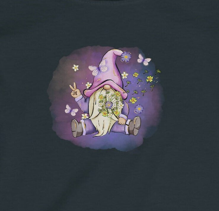 Purple Peace Gnome with Flowers and Butterflies - Infant Fine Jersey Tee