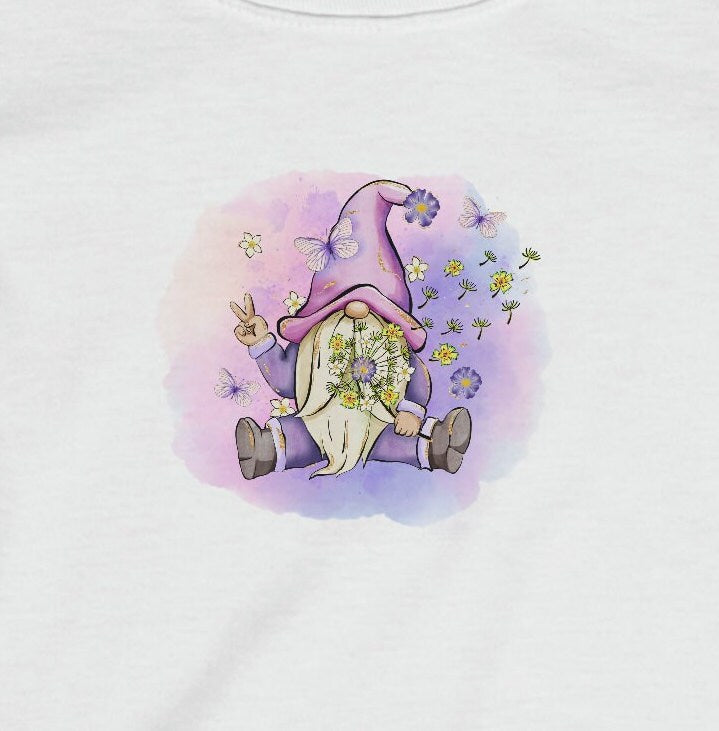 Purple Peace Gnome with Flowers and Butterflies - Infant Fine Jersey Tee