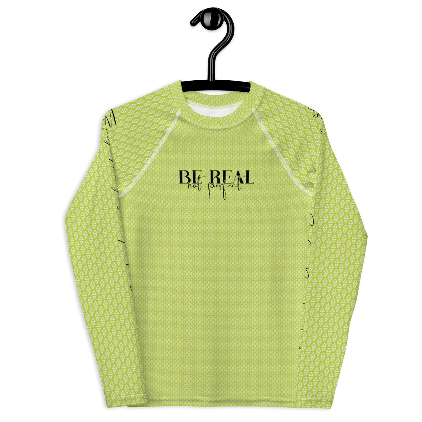 BE REAL, Not Perfect - Authentic, Strong, Brave, Courageous, Worthy, Amazing, Capable, Smart - Youth Rash Guard