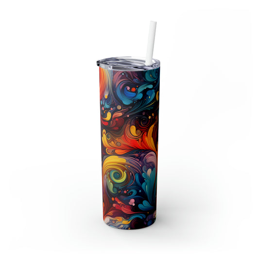 Rainbow Paisley 1.7 - Skinny Tumbler with Straw, 20oz - Stainless Steel