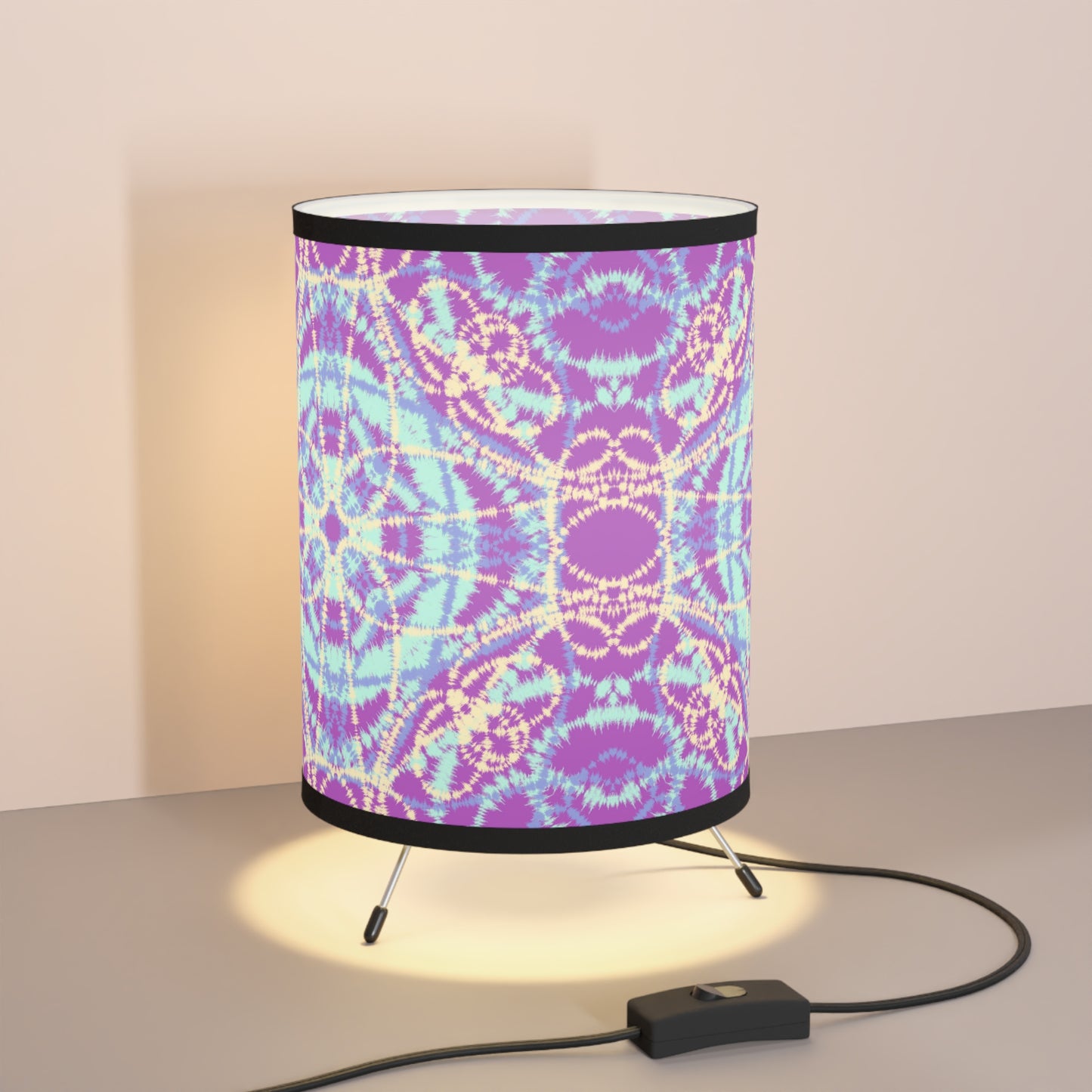 Purple and Blue Tie Dye - Tripod Lamp with High-Res Printed Shade, US\CA plug