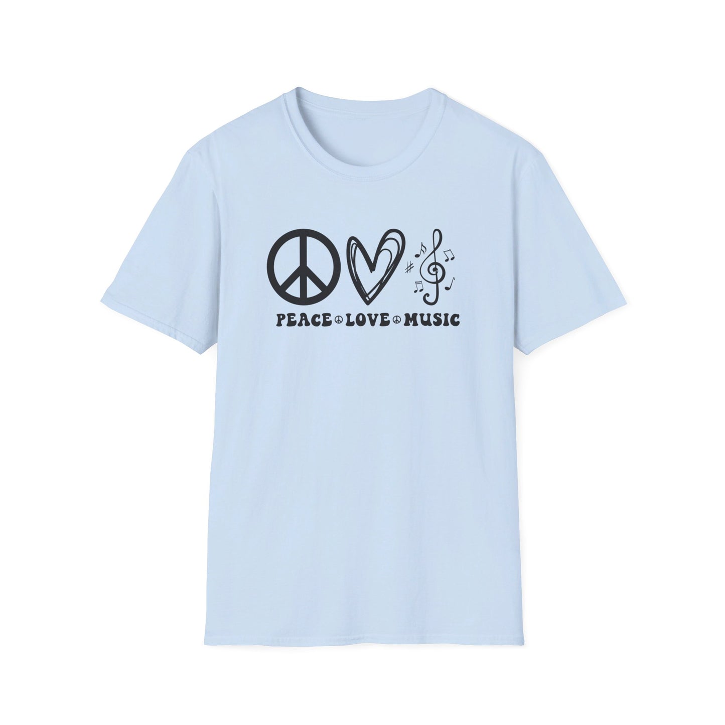 Peace, Love, Music - Unisex Softstyle T-Shirt