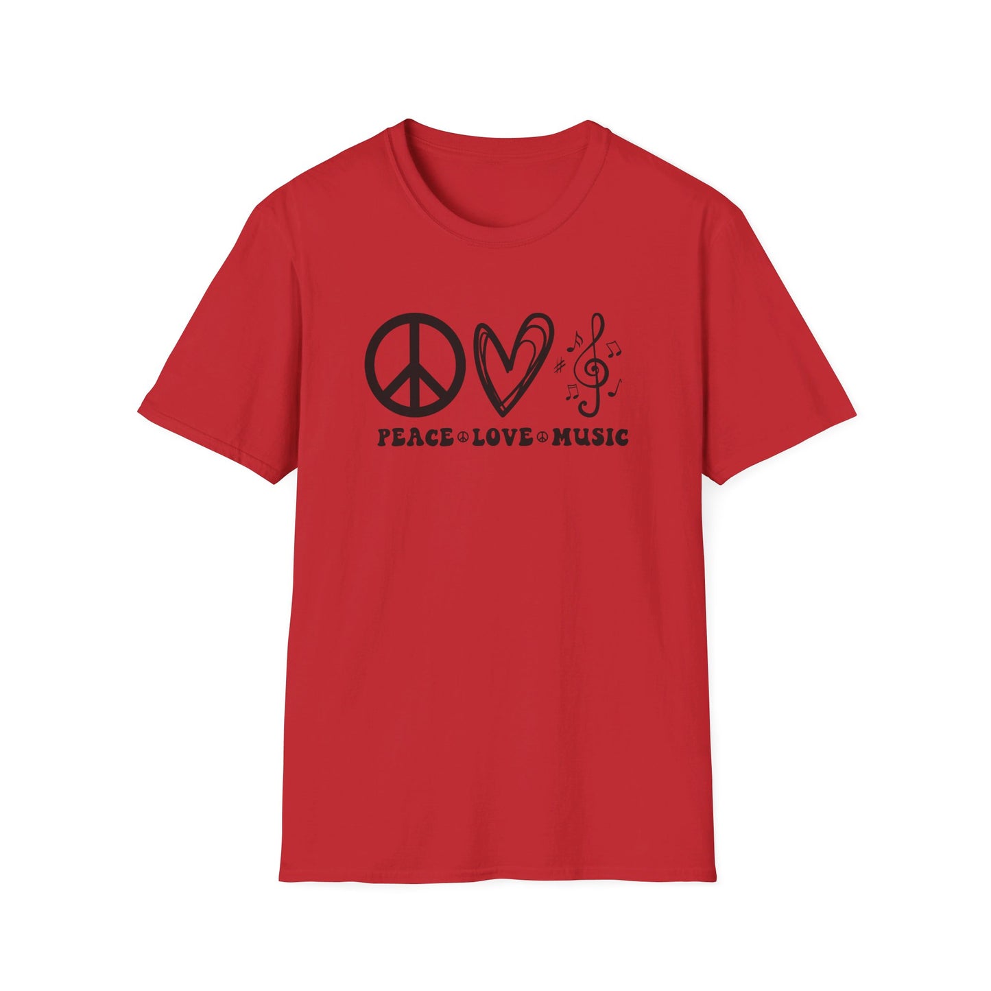 Peace, Love, Music - Unisex Softstyle T-Shirt