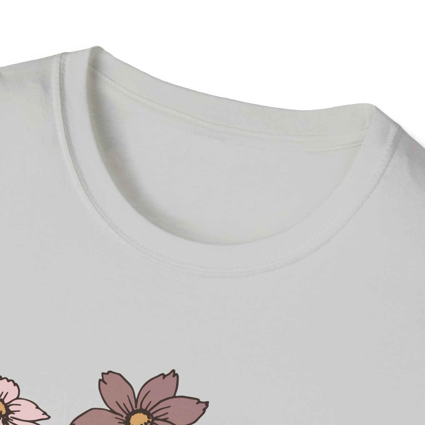 Vintage Cassette Tape with Flowers - Pink - Unisex Softstyle T-Shirt