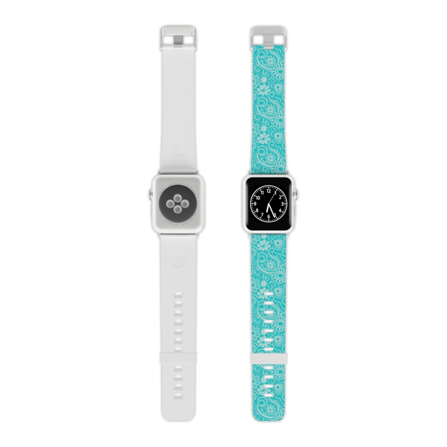 Teal and White Flowers - Watch Band for Apple Watch