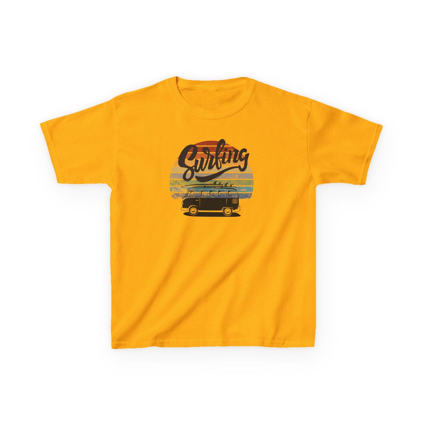 Surfing Van - Retro - Kids Heavy Cotton Tee