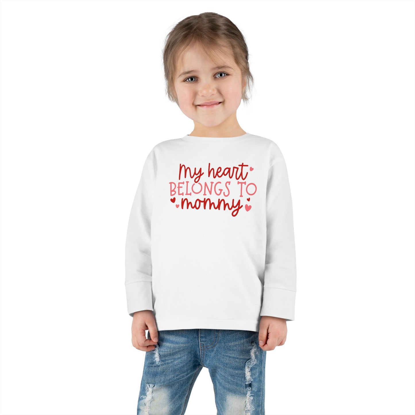 My Heart Belongs to Mommy - Hearts - Toddler Long Sleeve Tee