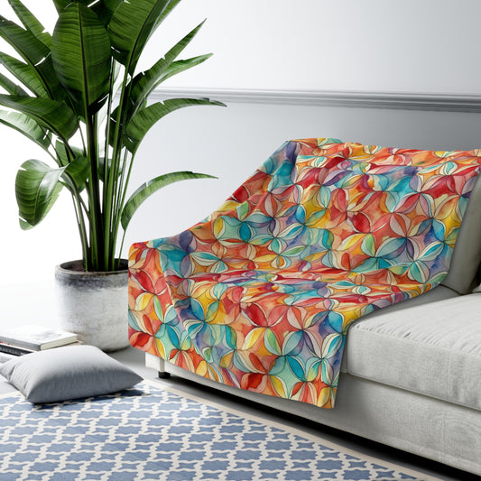 Beautiful, Cozy, Soft - Amazing Watercolor Multi 6 - Sherpa Fleece Blanket