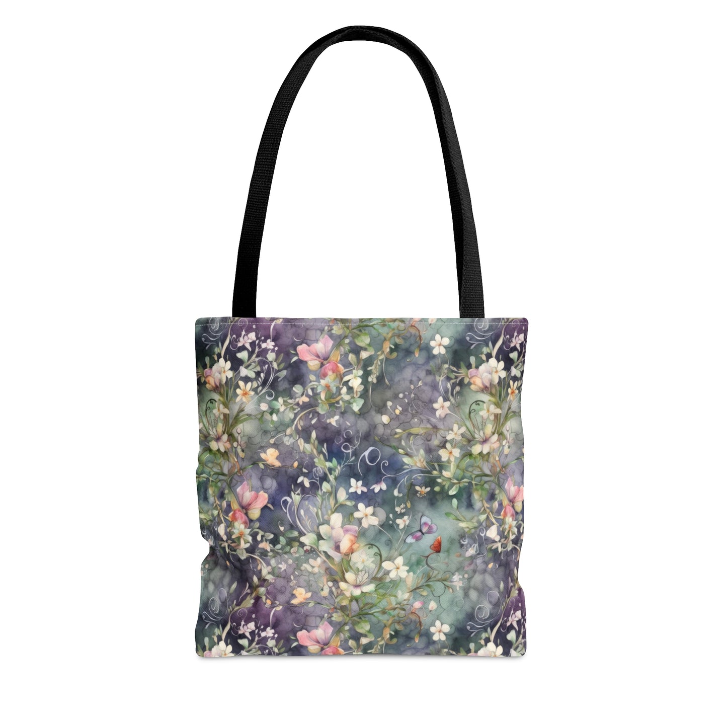 Watercolor Flowers Dark - Practical, high-quality Tote Bag -