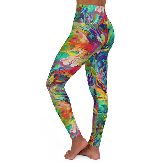 Vibrant Abstract Multicolor - High Waisted Yoga Leggings