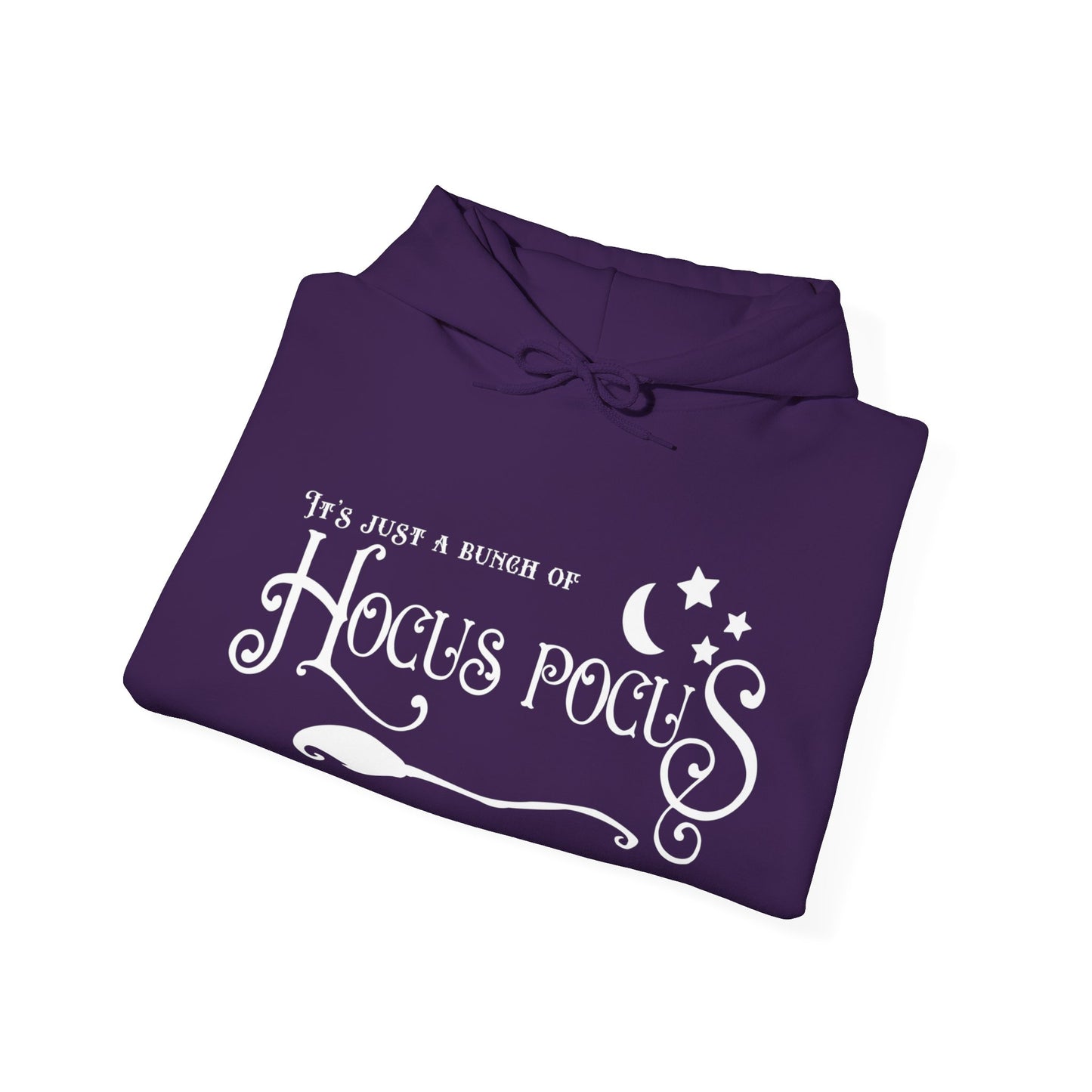 Halloween - It's Just a Bunch of Hocus Pocus - Witch - Broom - Stars - Moon - Unisex Heavy Blend™ Hooded Sweatshirt