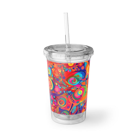 Vibrant Multicolor Abstract 9 - Clear - Suave Acrylic Cup - 16oz