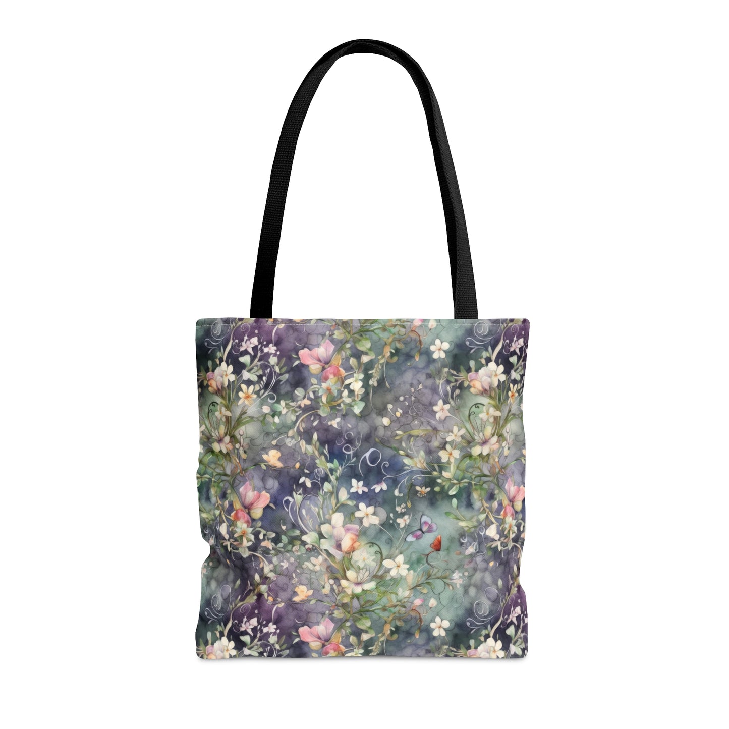 Watercolor Flowers Dark - Practical, high-quality Tote Bag -