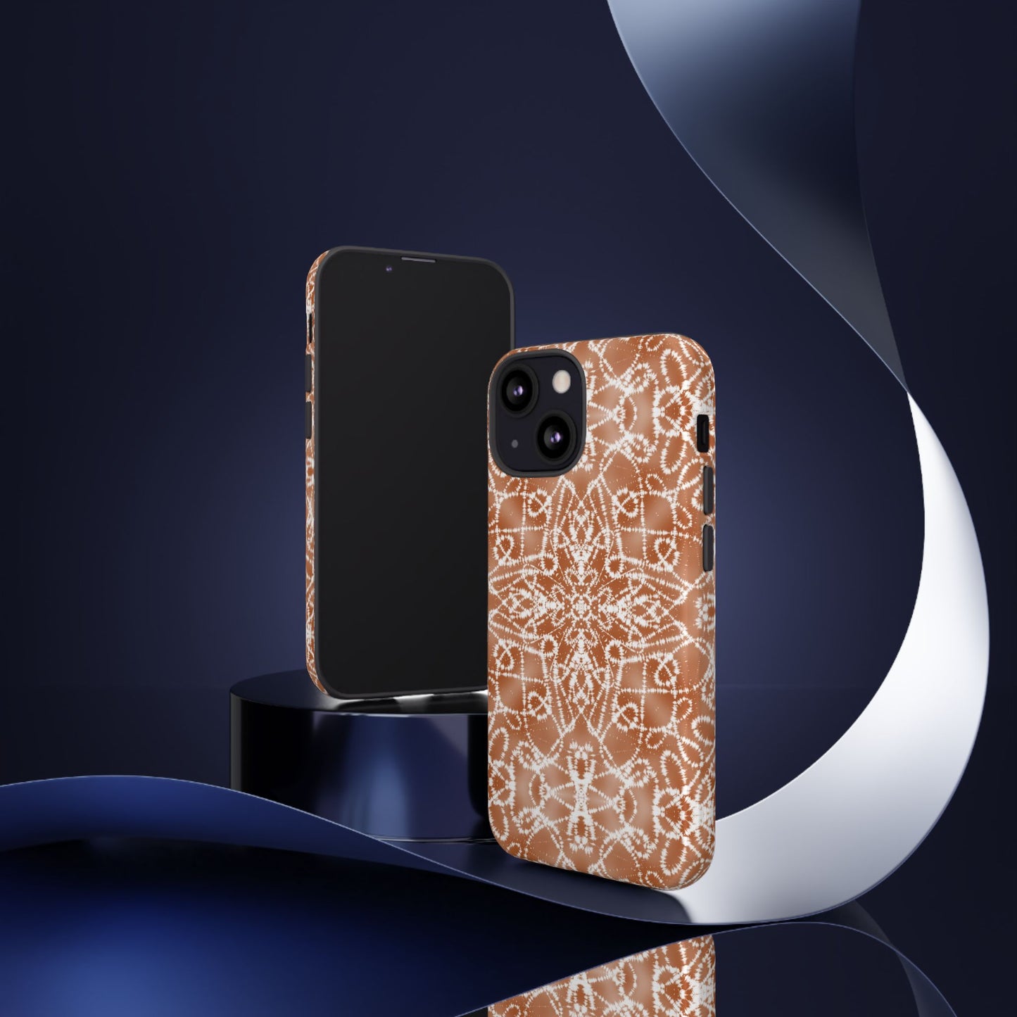 iPhone 13, 1Phone 13 Mini, iPhone 13 Pro, iPhone 13 Pro Max - Tan and White Batik - Tough Phone Cases