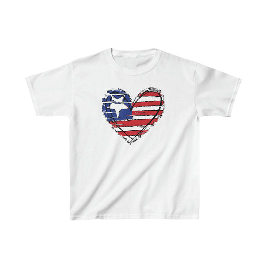 American Flag Heart - 4th of July - Independence Day - Kids Heavy Cotton Tee