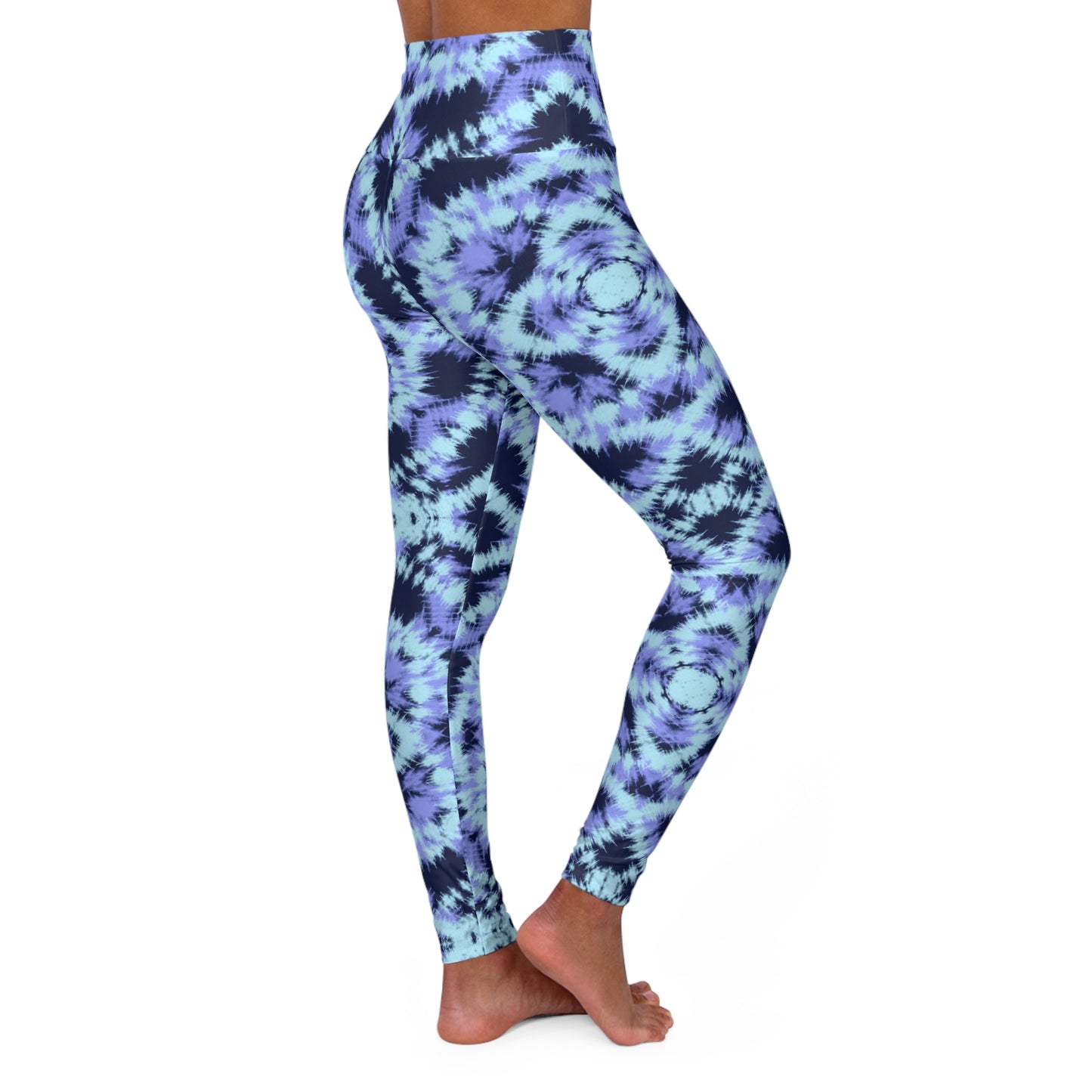 Blue and Purple Batik - High Waisted Yoga Leggings