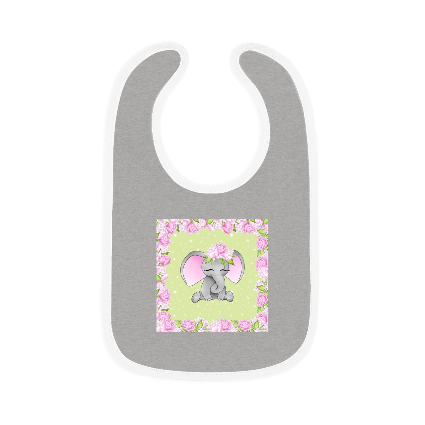 Pink Elephant - Baby Contrast Trim Jersey Bib