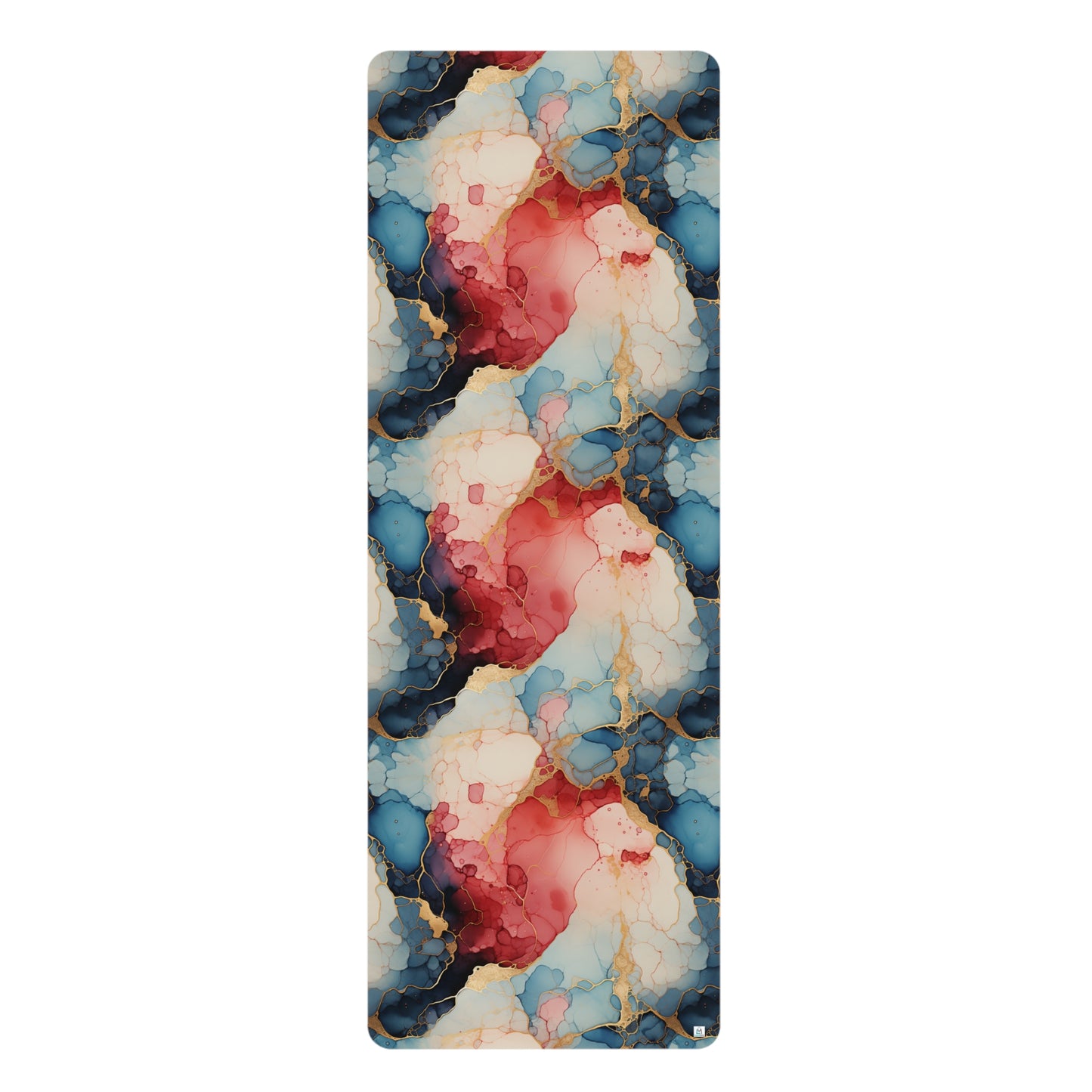 Beautiful Red, White, Blue, and Gold Watercolor 21  - Rubber Yoga Mat