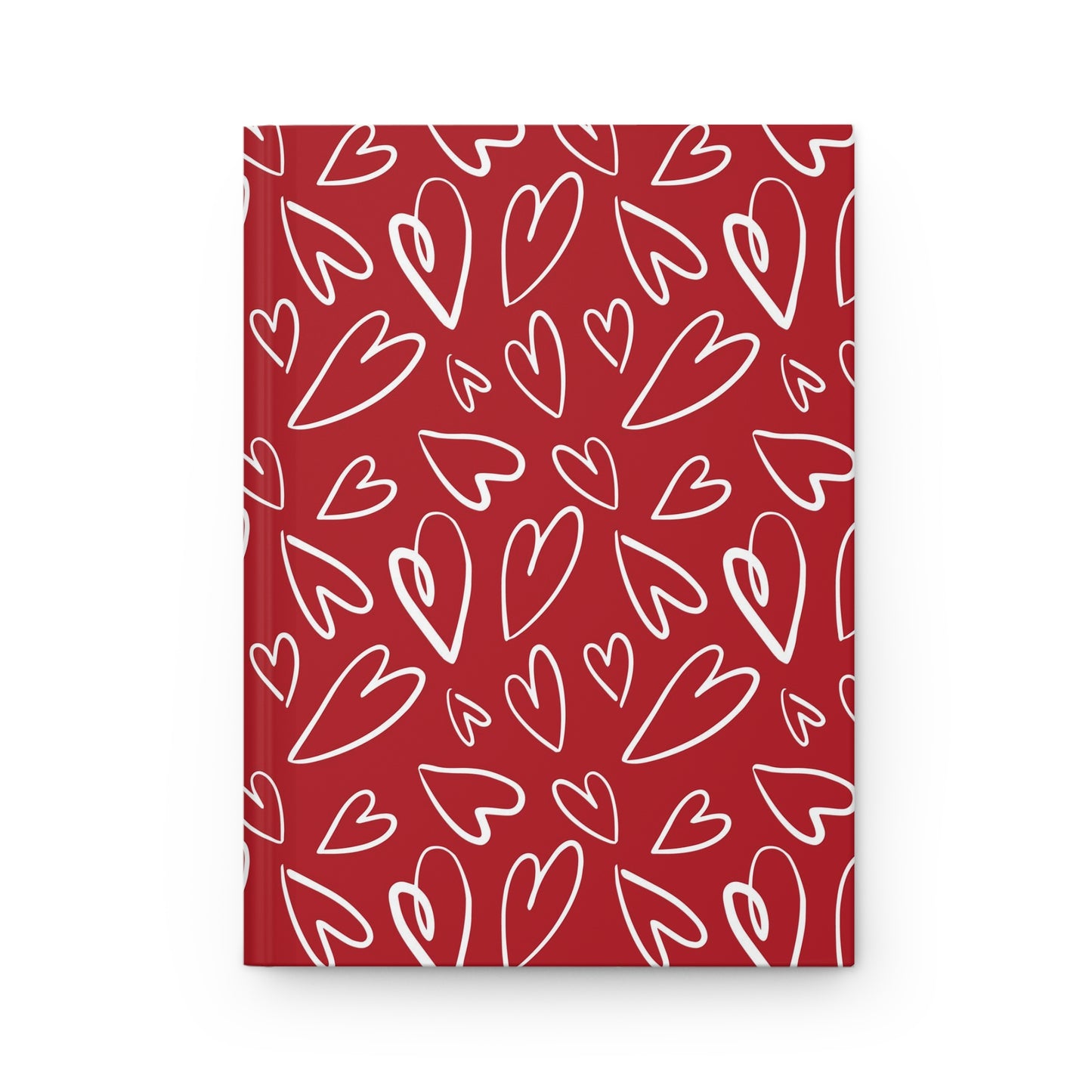 Red with White Hearts - Hardcover Lined Journal Matte