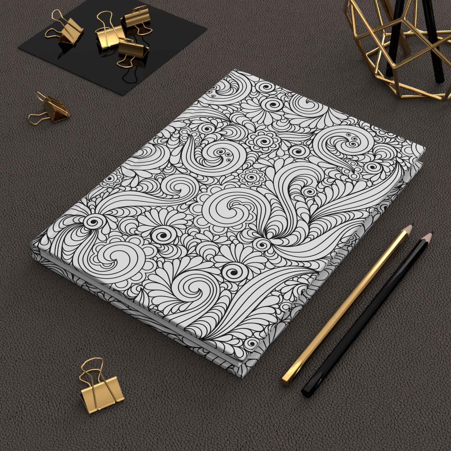 Beautiful Everyday Journaling - Self Love - Black and White Doodles - Paisley Abstract - Hardcover Journal Matte