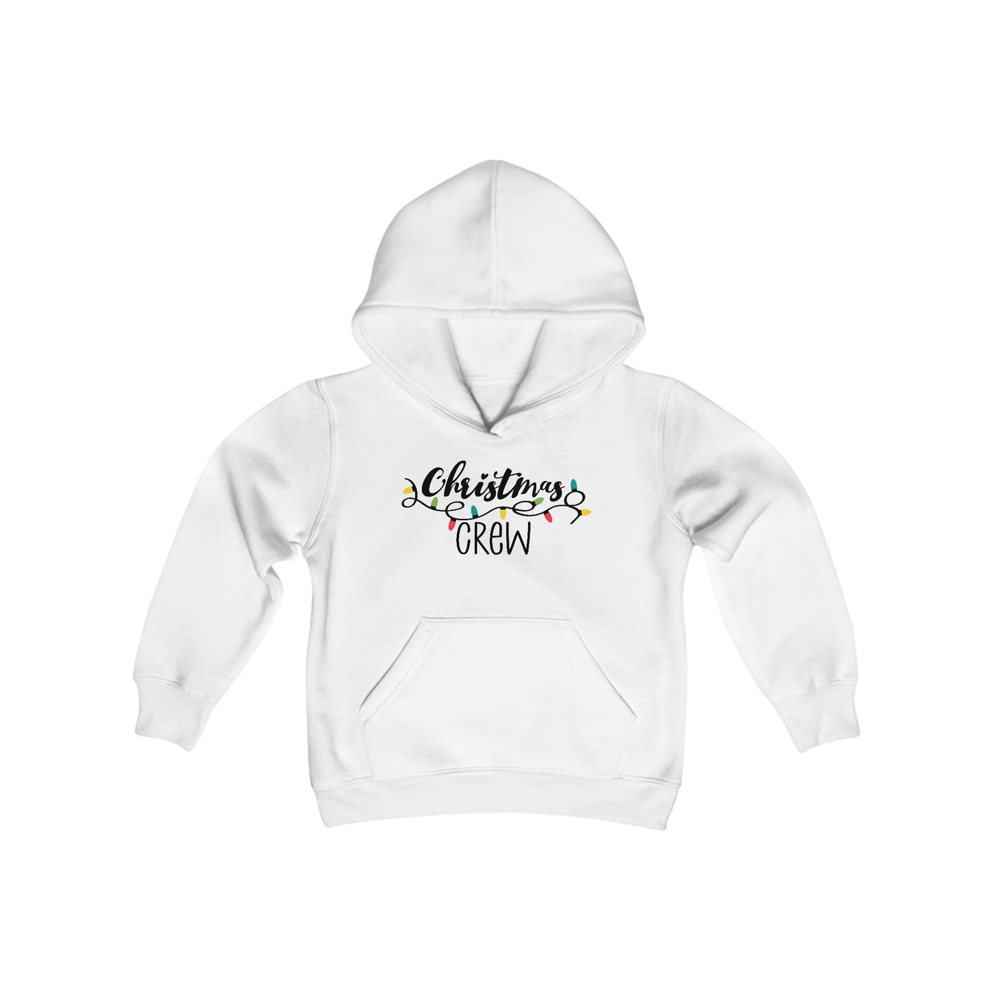 Christmas Crew - Christmas Lights - Funny Christmas - Fun Winter - Cute Winter Words - Youth Heavy Blend Hooded Sweatshirt