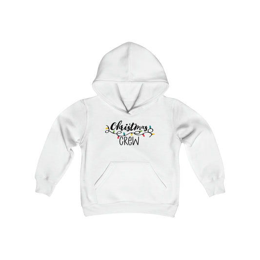 Christmas Crew - Christmas Lights - Funny Christmas - Fun Winter - Cute Winter Words - Youth Heavy Blend Hooded Sweatshirt