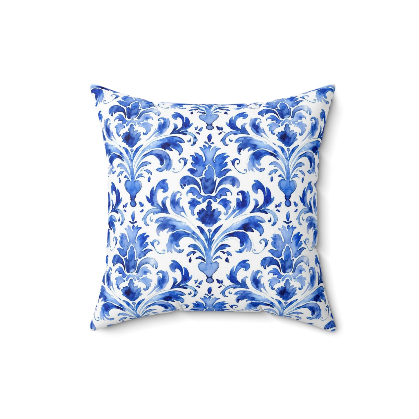Blue Watercolor Damask 0 - Beautiful, Shabby Chic, Boho, Fun - Faux Suede Square Pillow