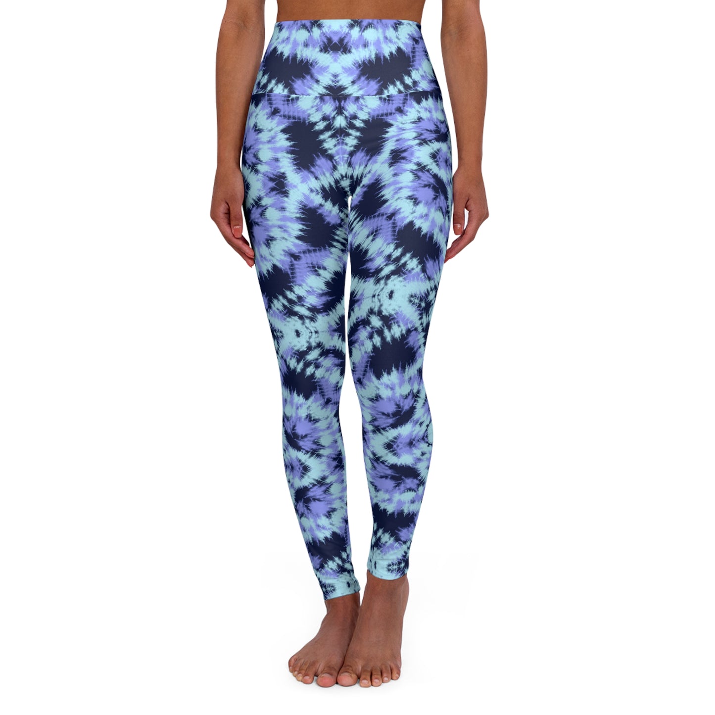Blue and Purple Batik - High Waisted Yoga Leggings