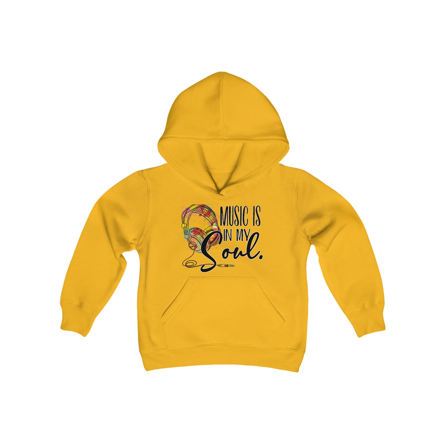 Music is in My Soul - Music Lovers - Headphones - Old School - Youth Heavy Blend Hooded Sweatshirt