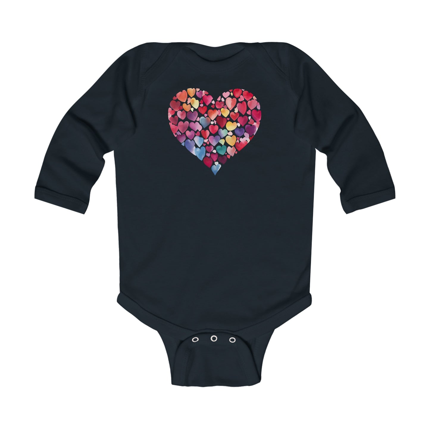 Heart of Hearts - Watercolor 7 - Infant Long Sleeve Bodysuit