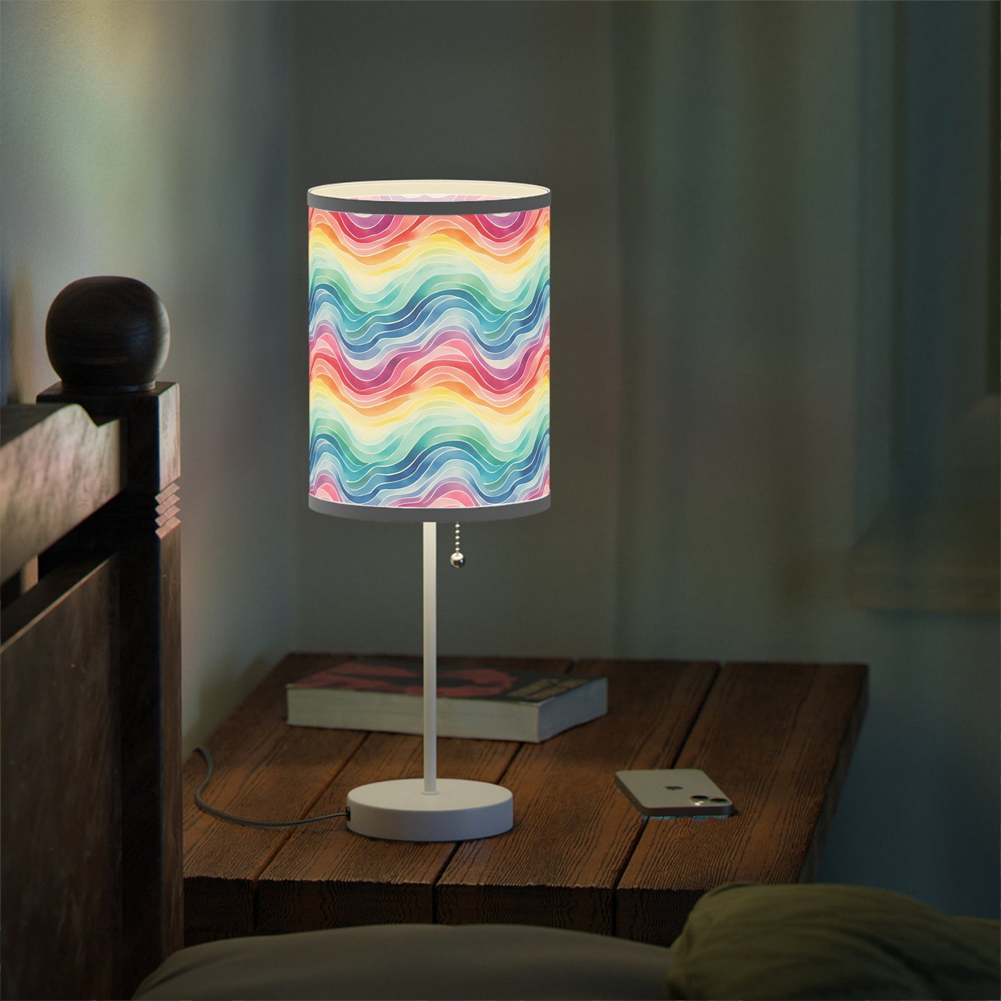 Rainbow Watercolor Waves - Lamp on a Stand, US|CA plug